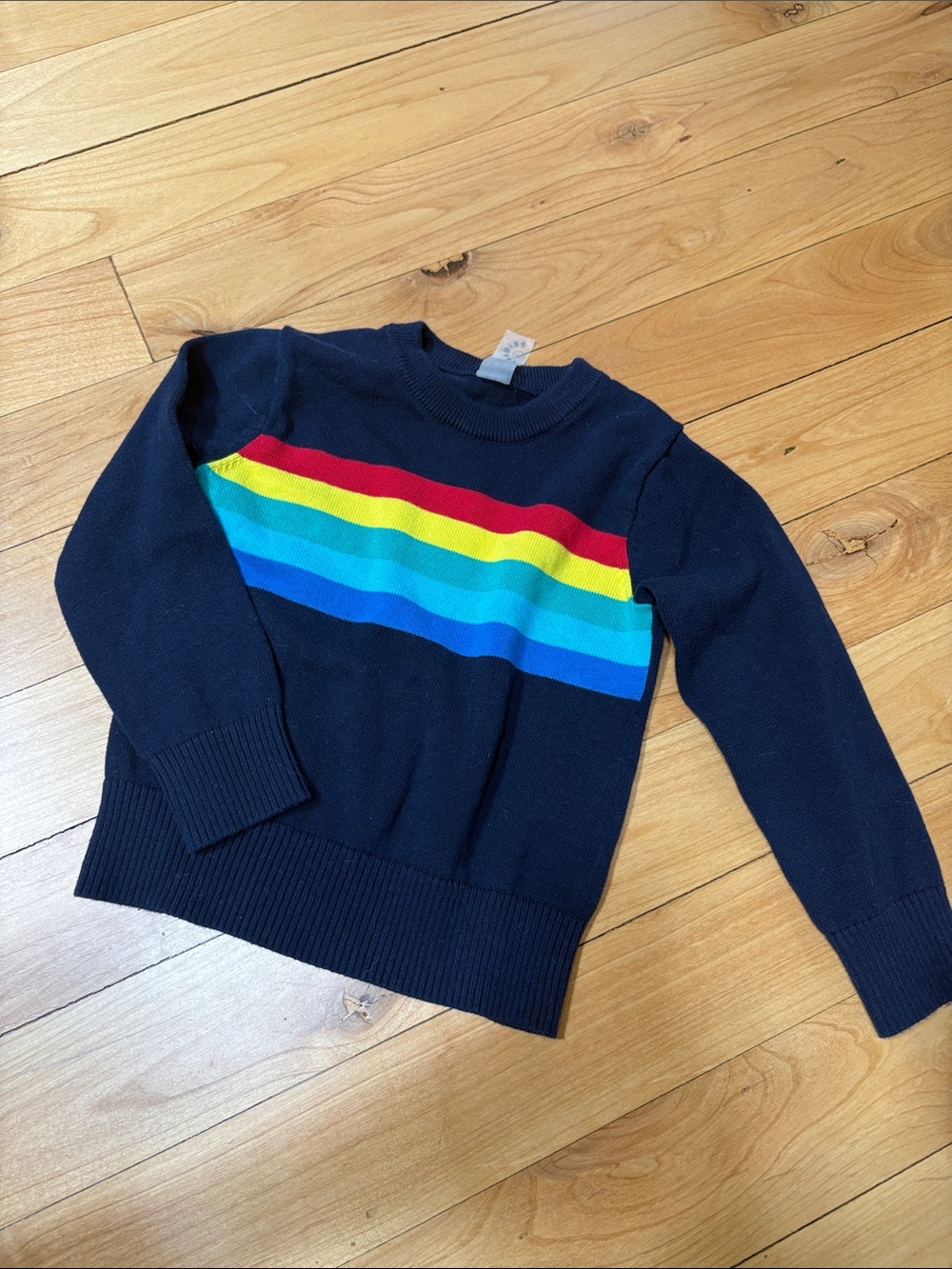 Like new Primary Kids rainbow knit cotton sweater 3